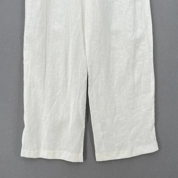 ENZA COSTA Tapered Pleated Pant Womens 25 White Linen Trouser Undyed High Waist - Picture 6 of 16